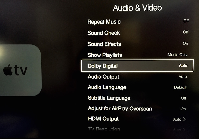 Dolby Digital setting