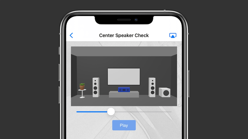 Center Speaker Check test track screen