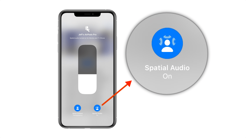 The spatial audio button in iOS